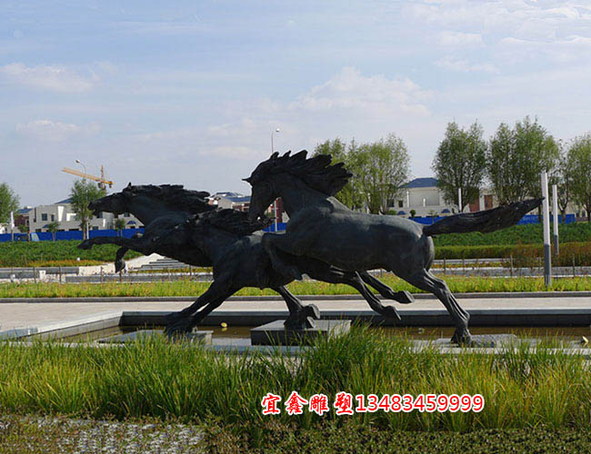 景觀雕塑_銅雕馬_駿馬奔騰