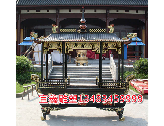 寺院長方銅香爐