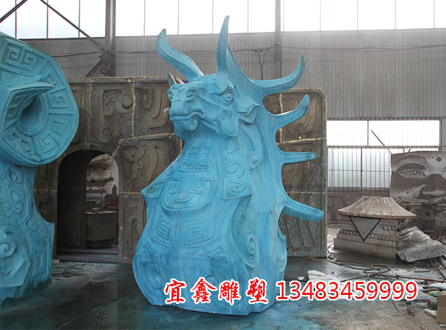 現代城市景觀鹿頭銅雕