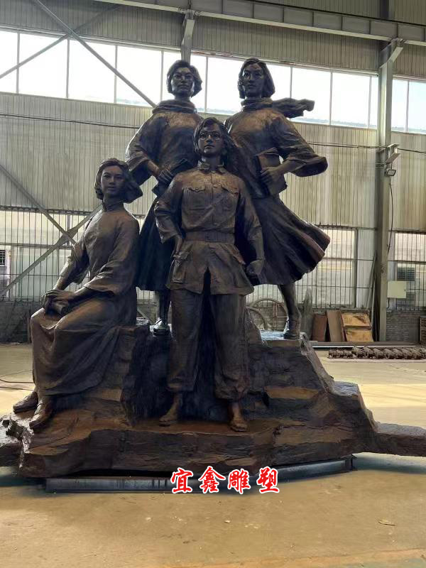 組雕人物gate电子游戏四女烈士英雄雕塑